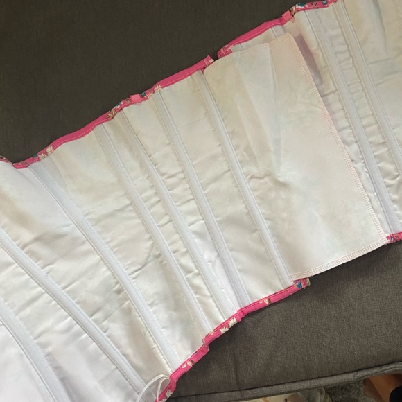 Vintage Floral Denim Overbust Corset Bustier with matching G-String - Picture 11 of 13